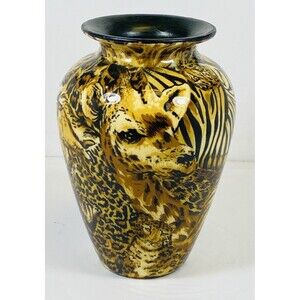Vintage Safari Animals Vase 6.5” Tall